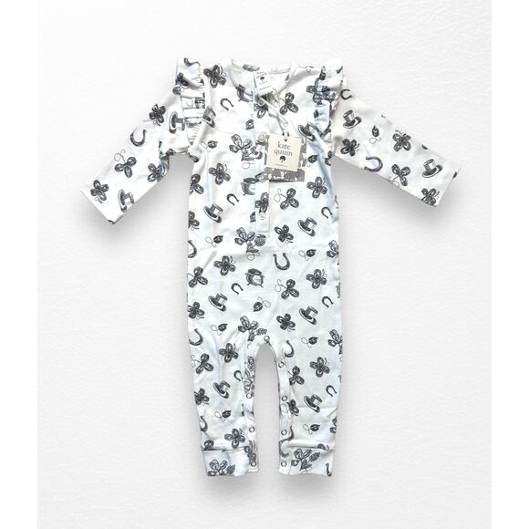 NWT Organic Lucky Irish Ruffle Shoulder Romper, 12-18 Months - Picture 1 of 6